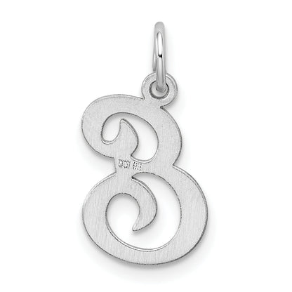 Sterling Silver Rhodium-Plated Stamped Letter E Initial Charm