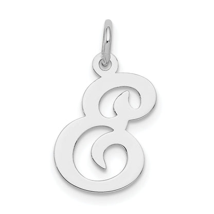 Sterling Silver Rhodium-Plated Stamped Letter E Initial Charm