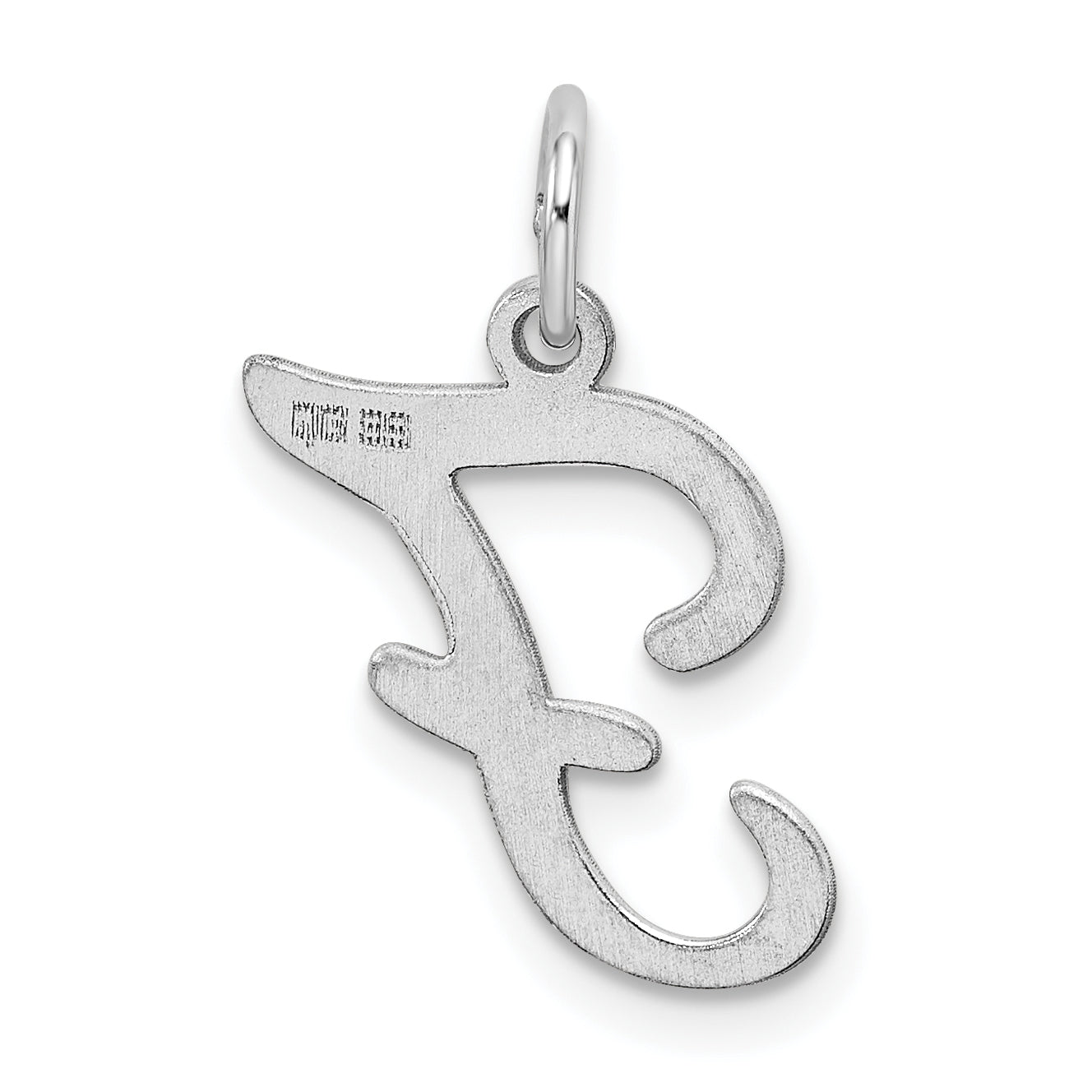 Sterling Silver Rhodium-Plated Stamped Letter F Initial Charm