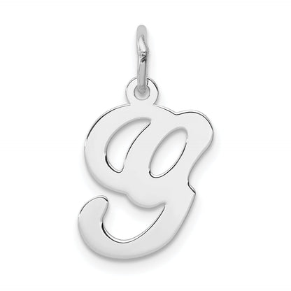 Sterling Silver Rhodium-Plated Stamped Letter G Initial Charm