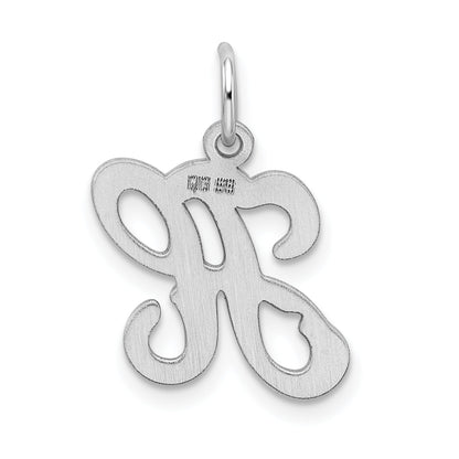 Sterling Silver Rhodium-Plated Stamped Letter H Initial Charm