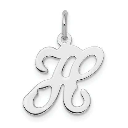 Sterling Silver Rhodium-Plated Stamped Letter H Initial Charm