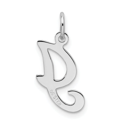 Sterling Silver Rhodium-Plated Stamped Letter I Initial Charm