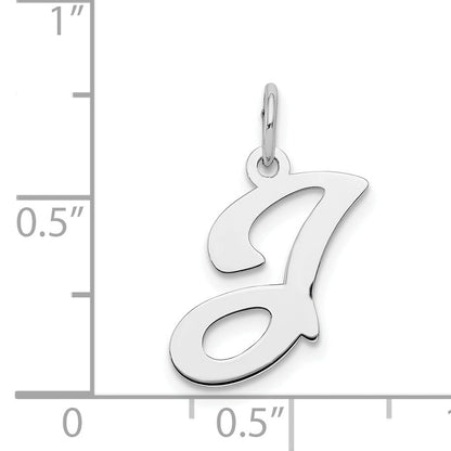 Sterling Silver Rhodium-Plated Stamped Letter J Initial Charm