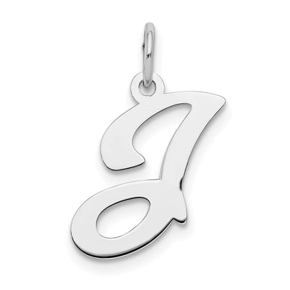 Sterling Silver Rhodium-Plated Stamped Letter J Initial Charm