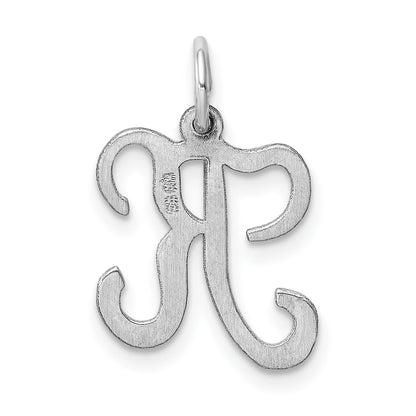 Sterling Silver Rhodium-Plated Stamped Initial K Charm