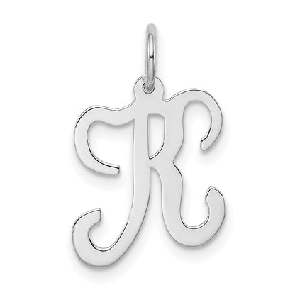 Sterling Silver Rhodium-Plated Stamped Initial K Charm