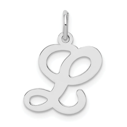 Sterling Silver Rhodium-Plated Stamped Letter L Initial Charm