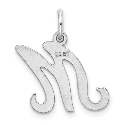 Sterling Silver Rhodium-Plated Stamped Letter M Initial Charm