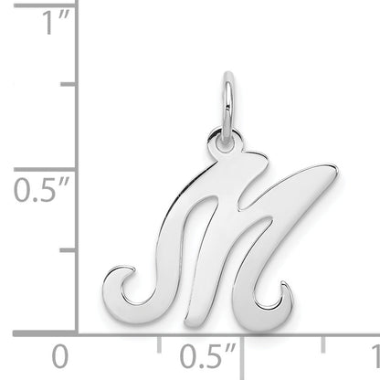 Sterling Silver Rhodium-Plated Stamped Letter M Initial Charm
