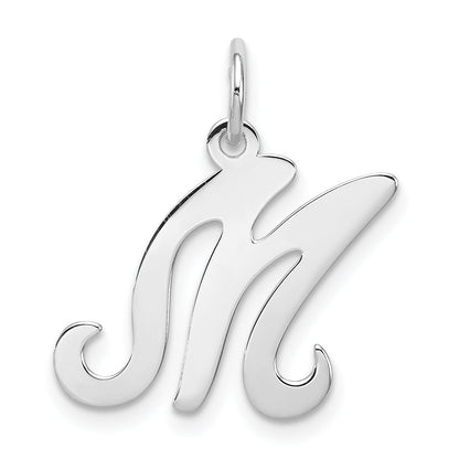 Sterling Silver Rhodium-Plated Stamped Letter M Initial Charm