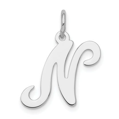 Sterling Silver Rhodium-Plated Stamped Letter N Initial Charm