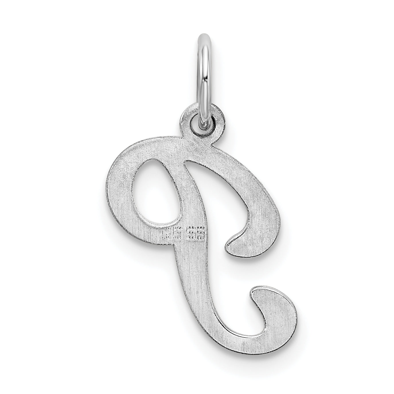 Sterling Silver Rhodium-Plated Stamped Letter P Initial Charm