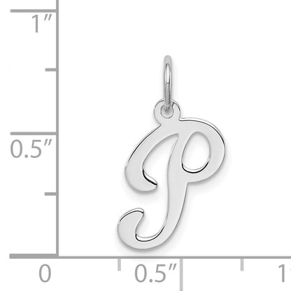 Sterling Silver Rhodium-Plated Stamped Letter P Initial Charm