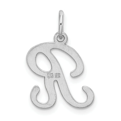 Sterling Silver Rhodium-Plated Stamped Letter R Initial Charm