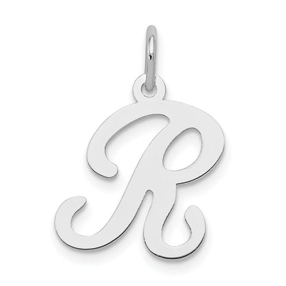 Sterling Silver Rhodium-Plated Stamped Letter R Initial Charm