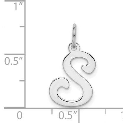 Sterling Silver Rhodium-Plated Stamped Letter S Initial Charm