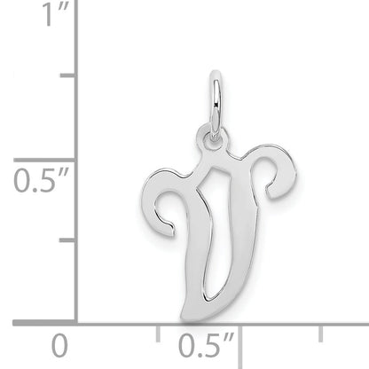 Sterling Silver Rhodium-Plated Stamped Letter V Initial Charm