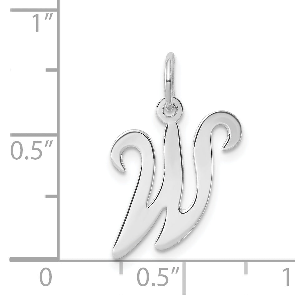 Sterling Silver Rhodium-Plated Stamped Letter W Initial Charm