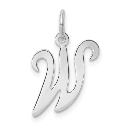 Sterling Silver Rhodium-Plated Stamped Letter W Initial Charm