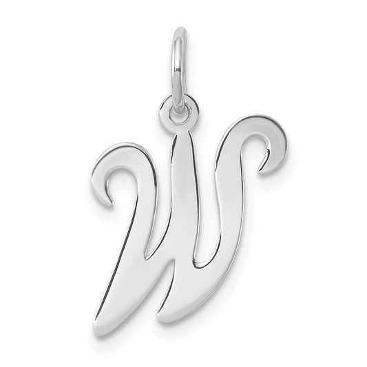 Sterling Silver Rhodium-Plated Stamped Letter W Initial Charm