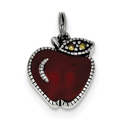 Sterling Silver Enameled Red Apple Charm