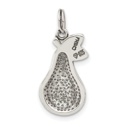 Sterling Silver Marcasite & Enameled Green Pear Charm