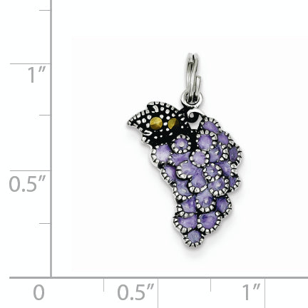 Sterling Silver Enameled Purple Grape Charm