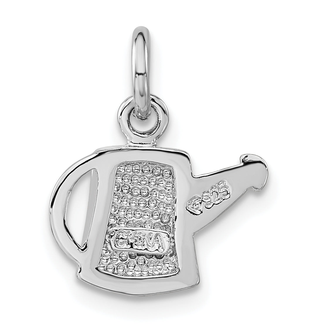 Sterling Silver Polished Dark Pink Enameled Flower Water Jug Charm