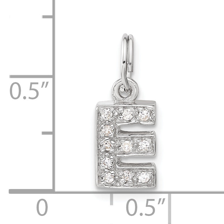 Sterling Silver Cz Initial E Charm