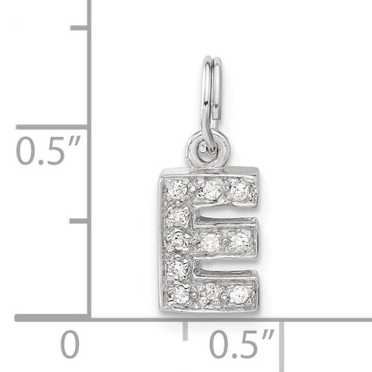 Sterling Silver Cz Initial E Charm