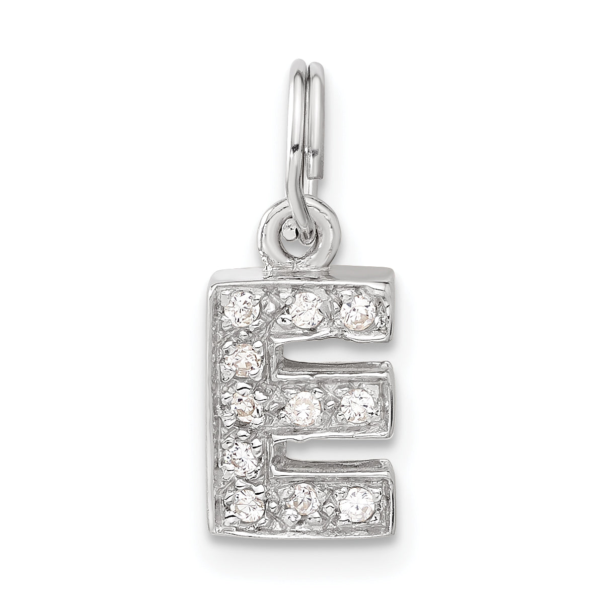 Sterling Silver Cz Initial E Charm