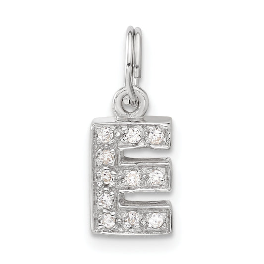 Sterling Silver Cz Initial E Charm