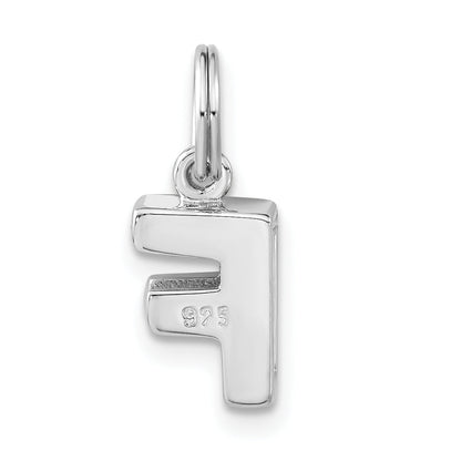 Sterling Silver Polished Cz Initial F Charm
