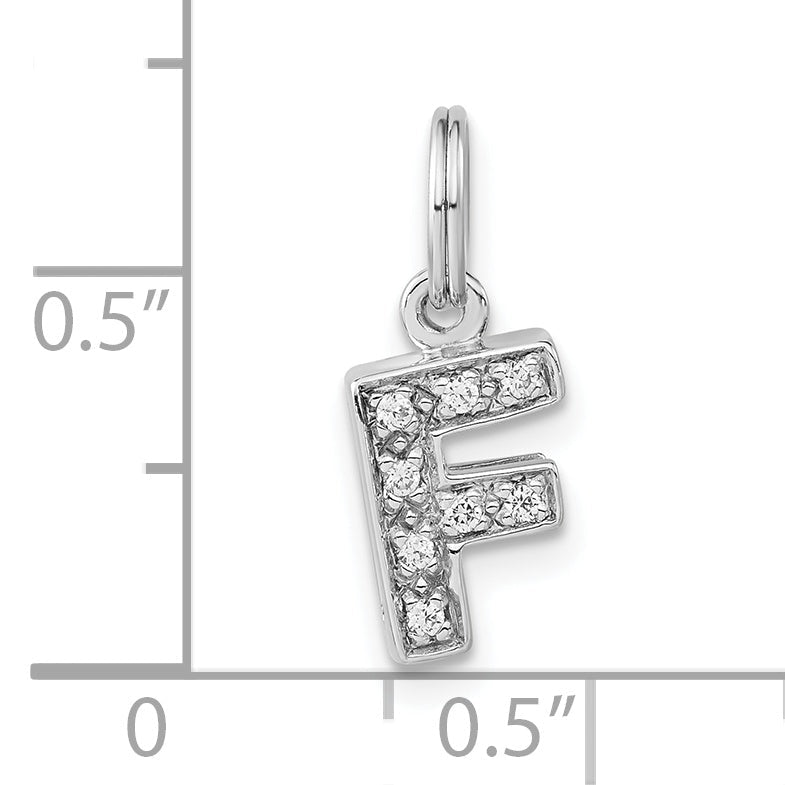 Sterling Silver Polished Cz Initial F Charm