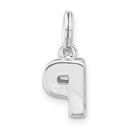 Sterling Silver Polished Cz Initial P Charm