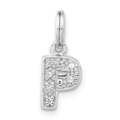 Sterling Silver Polished Cz Initial P Charm