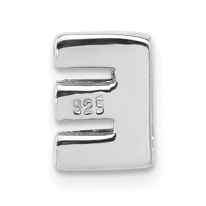 Sterling Silver Polished Cz Initial E Chain Slide Charm