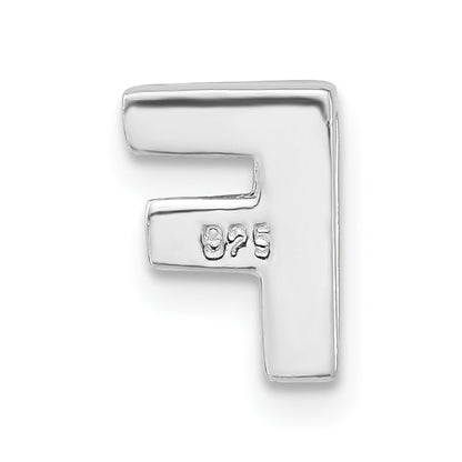Sterling Silver Polished Cz Initial F Slide