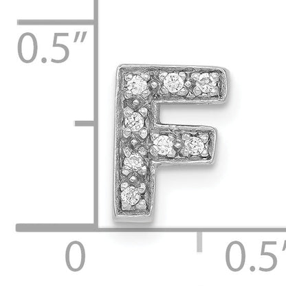 Sterling Silver Polished Cz Initial F Slide