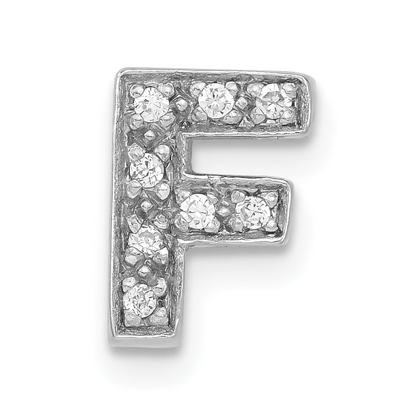Sterling Silver Polished Cz Initial F Slide