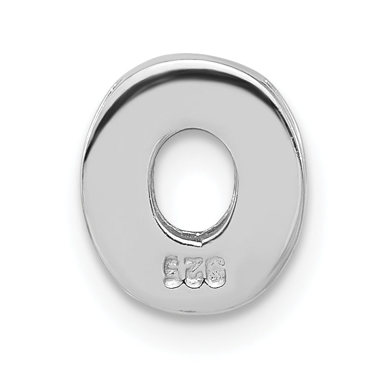 Sterling Silver Polished Cz Initial O Chain Slide Charm