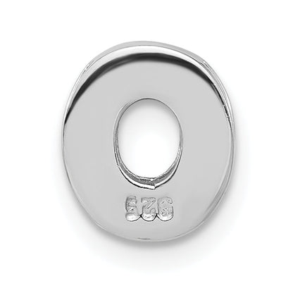 Sterling Silver Polished Cz Initial O Chain Slide Charm