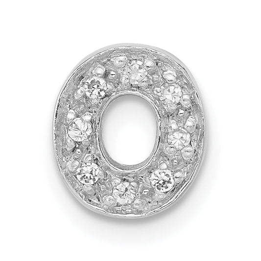 Sterling Silver Polished Cz Initial O Chain Slide Charm