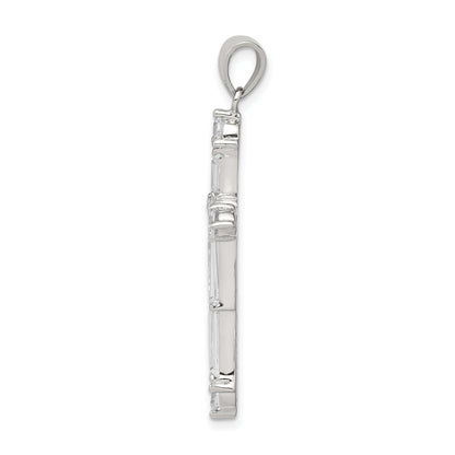Sterling Silver Rhodium-Plated Cz Cross Pendant