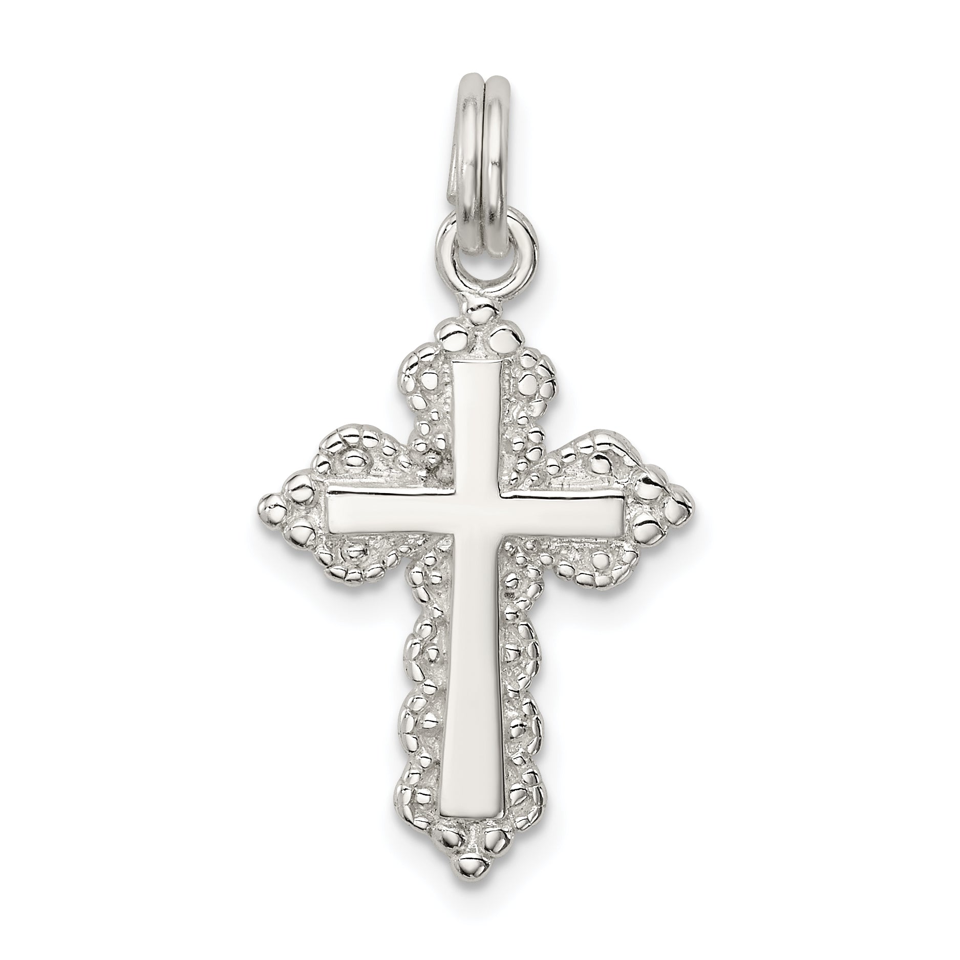 Sterling Silver Rhodium-Plated Cross Charm