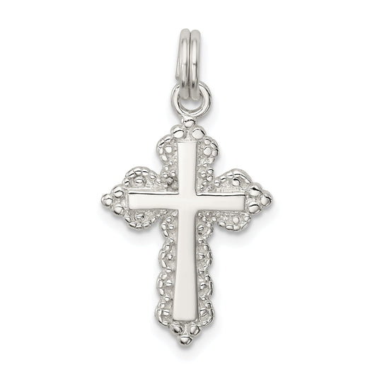 Sterling Silver Rhodium-Plated Cross Charm