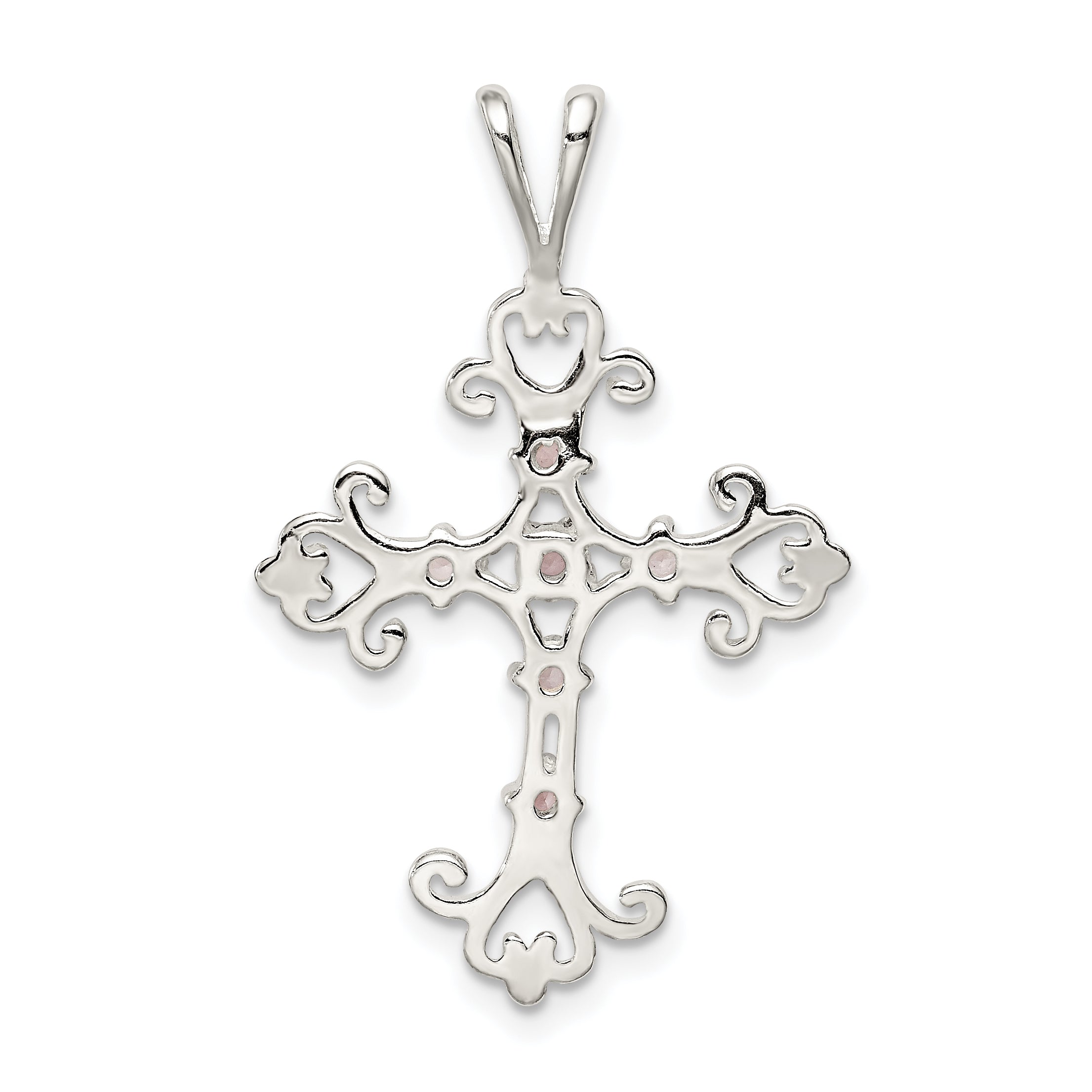 Sterling Silver Purple Cz Cross Charm