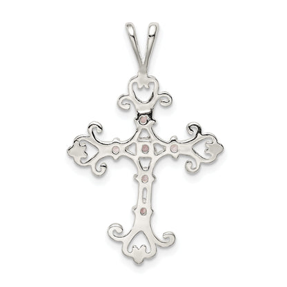 Sterling Silver Purple Cz Cross Charm