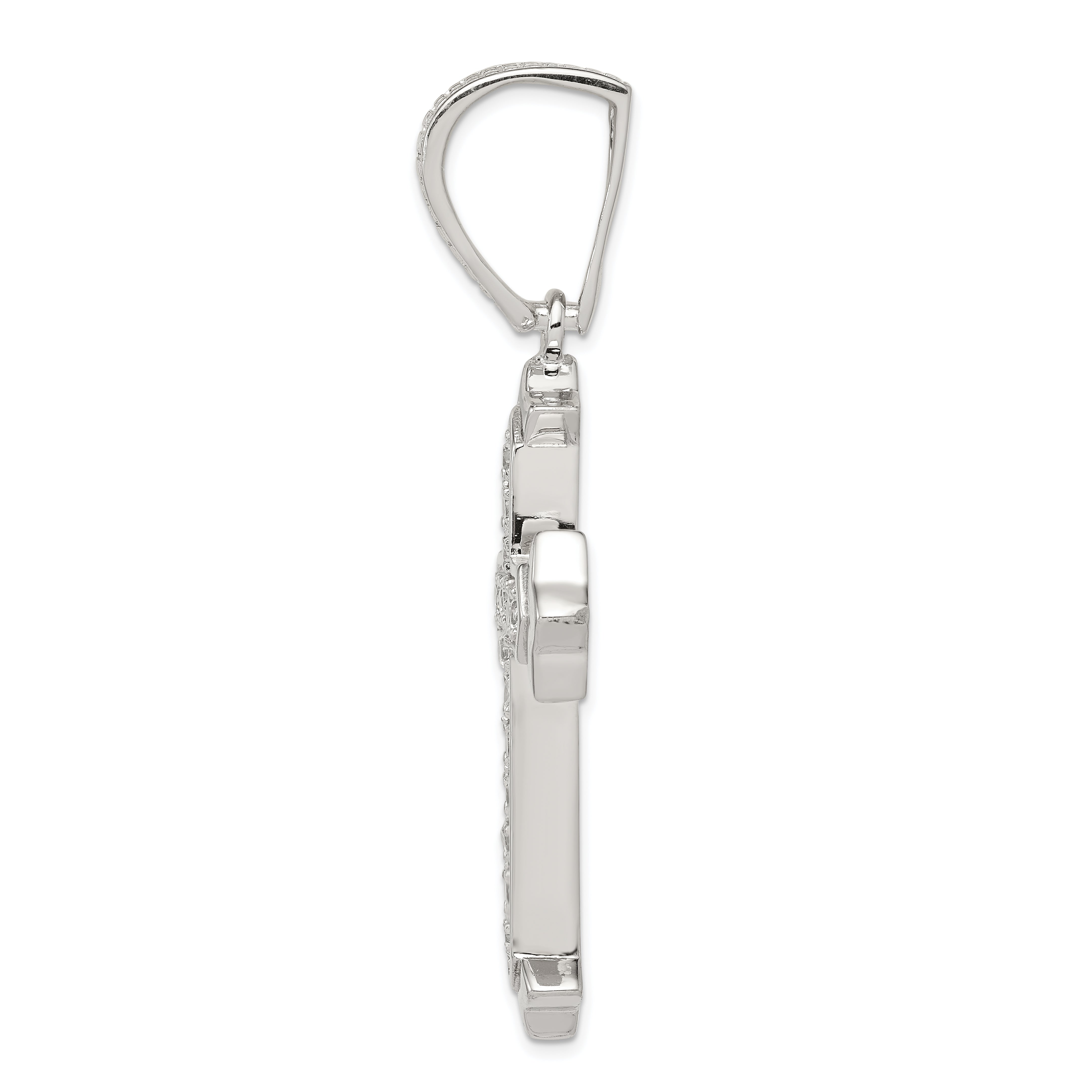 Sterling Silver Rhodium-Plated Cz Cross Pendant